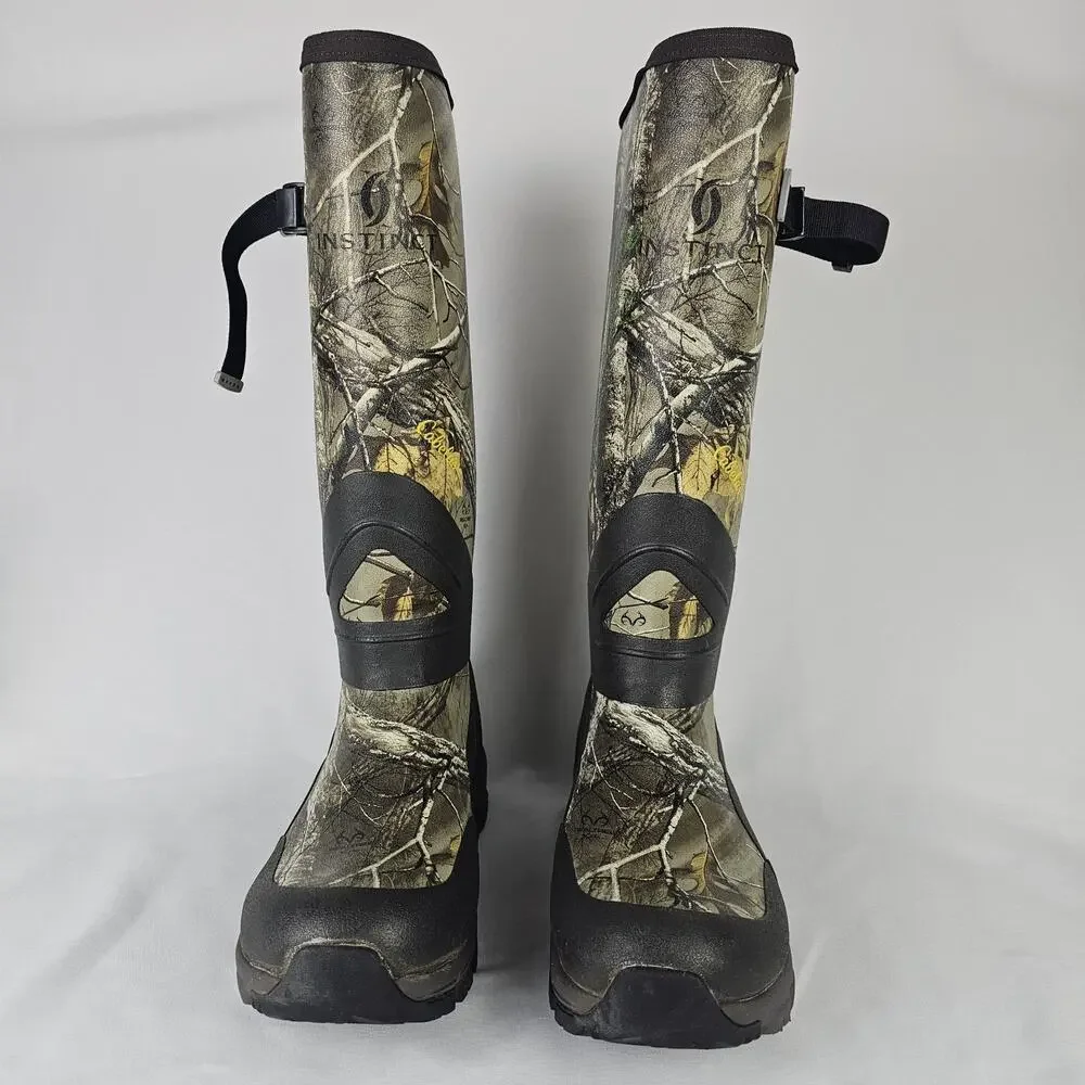 Cabelas Instinct Rubber Hunting Boots Mens 9 M Realtree Camo Waterproof 83234